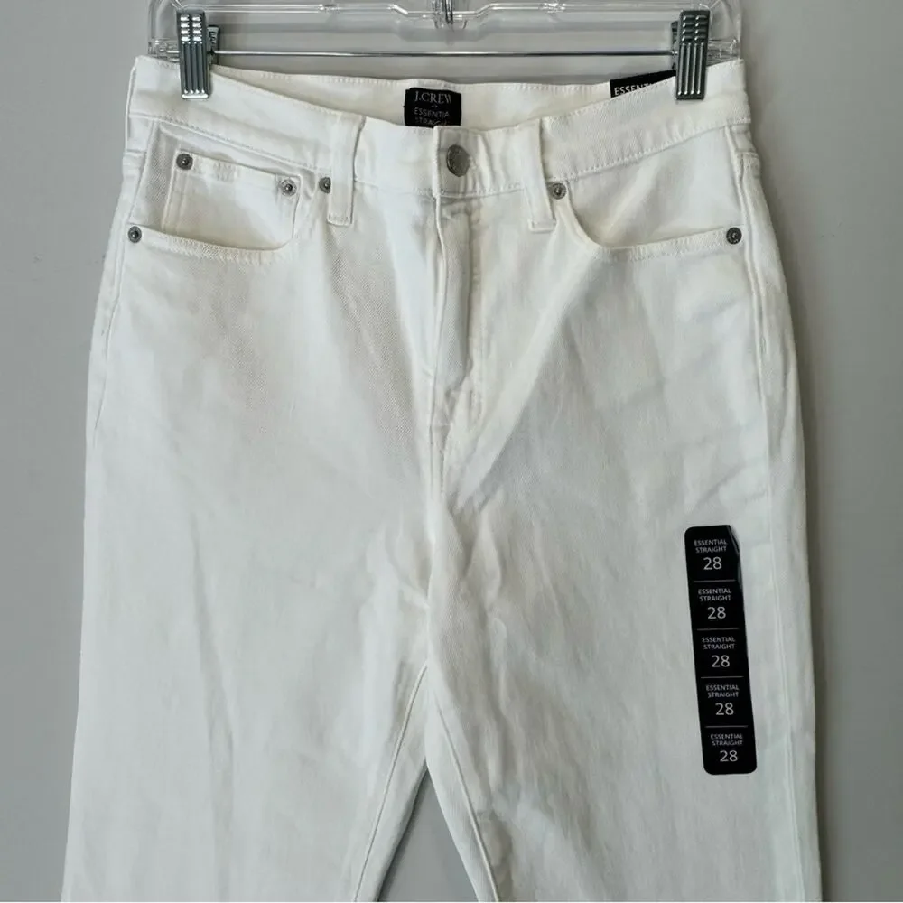 NWT J. Crew Essential straight W28 white jean in all-day stretch BX520 High Rise